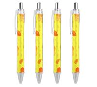 LLUTSNTH Bright Yellow Fish Ballpoint Pens Black Medium Point 0.55mm Ball Point Pen Retractable Office Pens with Super Soft Grip Writing Ink Pen for Men Women 4 PCS