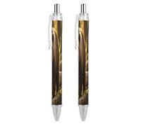 LLUTSNTH Brown Bear Ballpoint Pens Black Medium Point 0.55mm Ball Point Pen Retractable Office Pens with Super Soft Grip Writing Ink Pen for Men Women 2 PCS