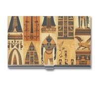 LLUTSNTH Business Card Holder Metal Slim Business Card Case Ancient Egypt Tribe Series Professional Cards Organizer Pocket Name Cards Case Credit Holder Wallet for Men Women Buckle Style Shut