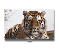 LLUTSNTH Business Card Holder Metal Slim Business Card Case Big Tiger Professional Cards Organizer Pocket Name Cards Case Credit Holder Wallet for Men Women Buckle Style Shut