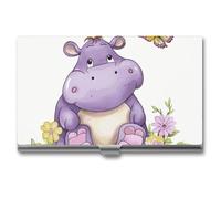 LLUTSNTH Business Card Holder Metal Slim Business Card Case Butterfly And Hippo Professional Cards Organizer Pocket Name Cards Case Credit Holder Wallet for Men Women Buckle Style Shut