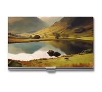 LLUTSNTH Business Card Holder Metal Slim Business Card Case Lake District National Park Professional Cards Organizer Pocket Name Cards Case Credit Holder Wallet for Men Women Buckle Style Shut