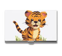 LLUTSNTH Business Card Holder Metal Slim Business Card Case Spotted Tiger Professional Cards Organizer Pocket Name Cards Case Credit Holder Wallet for Men Women Buckle Style Shut