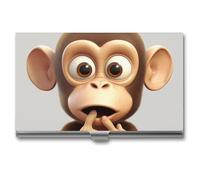 LLUTSNTH Business Card Holder Metal Slim Business Card Case The Silent Monkey Professional Cards Organizer Pocket Name Cards Case Credit Holder Wallet for Men Women Buckle Style Shut