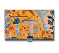 LLUTSNTH Business Card Holder Metal Slim Business Card Case Various Mushrooms Professional Cards Organizer Pocket Name Cards Case Credit Holder Wallet for Men Women Buckle Style Shut