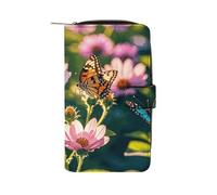 LLUTSNTH Butterflies And Blooms Travel Wallet Slim Leather Wallets Clutch Organizer Purse Coin Pocket for Men Women