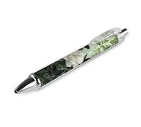 LLUTSNTH Butterfly Gardenia Cluster Ballpoint Pens Black Medium Point 0.55mm Ball Point Pen Retractable Office Pens with Super Soft Grip Writing Ink Pen for Men Women 1 PCS
