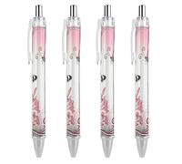 LLUTSNTH Butterfly Oleander Cluster Ballpoint Pens Black Medium Point 0.55mm Ball Point Pen Retractable Office Pens with Super Soft Grip Writing Ink Pen for Men Women 4 PCS