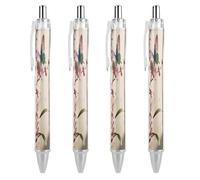 LLUTSNTH Butterfly Perches on The Spring Branch. Ballpoint Pens Black Medium Point 0.55mm Ball Point Pen Retractable Office Pens with Super Soft Grip Writing Ink Pen for Men Women 4 PCS
