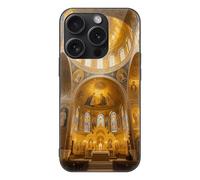 LLUTSNTH Byzantine Golden Church for iPhone 15/Pro Case Durable Shockproof Glass Protective Cover with Cute Pattern Design Protection for Women & Men