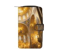 LLUTSNTH Byzantine Golden Church Travel Wallet Slim Leather Wallets Clutch Organizer Purse Coin Pocket for Men Women