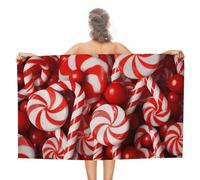 LLUTSNTH Candy Canes Beach Towel 31x51 Inch - Oversized Sand-Free Swim Towel Ultra Quick-Dry Absorbent Bath Towels for Beach, Pool, Travel, Yoga - Lightweight & Compact for Adults Gift