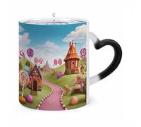 LLUTSNTH Candy Lane House Color Changing Mug Heat Changing Coffee Cup Funny Magic Mug Novelty Heat Sensitive Coffee Mugs for Men Women Office Christmas Birthday Gift 12 Oz