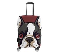 LLUTSNTH Cartoon Boston Terrier Face Suitcase Covers Luggage Protector - Travel Elastic Baggage Case Protective, Washable Anti-scratch Large Suit Case Cover for Suitcases Fits 19-32 Inch Luggages