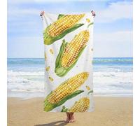 LLUTSNTH Cartoon Corn on The Cob Beach Towel 31x63 Inch - Oversized Sand-Free Swim Towel Ultra Quick-Dry Absorbent Bath Towels for Beach, Pool, Travel, Yoga - Lightweight & Compact for Adults Gift