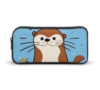 LLUTSNTH Cartoon Cute Otter Pencil Case - Large Capacity Pencil Pouch Aesthetic Makeup Bag with Zipper for Stationery, Art Supplies, Travel Essentials