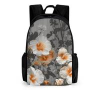 LLUTSNTH Cartoon Lion Backpack with Pocket - 15.6-inch Laptop Sleeve Bag Casual Daypack for Work And Travel, Blooming Hibiscus Flowers, 42x30.5cm