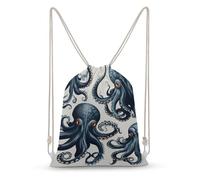 LLUTSNTH Cartoon Lion Drawstring Backpack for Women - Large Canvas Sackpack, Gym Sport Travel Bag, Drawstring Bags, Octopus Pattern, 35x50cm, Travel Backpacks