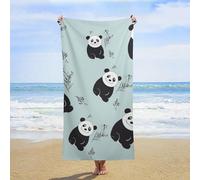 LLUTSNTH Cartoon Panda Bear Beach Towel 31x63 Inch - Oversized Sand-Free Swim Towel Ultra Quick-Dry Absorbent Bath Towels for Beach, Pool, Travel, Yoga - Lightweight & Compact for Adults Gift