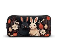 LLUTSNTH Cartoon Rabbit Couple Pencil Case - Large Capacity Pencil Pouch Aesthetic Makeup Bag with Zipper for Stationery, Art Supplies, Travel Essentials