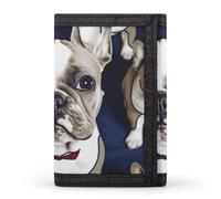 LLUTSNTH Cartoon Sloth Sitting on Sunflower Trifold Wallet for Men - Slim 8 Card Slots, Zipper Coin Purse Money Clip, Cash Compartment, Cute french bulldog, One Size, Modern