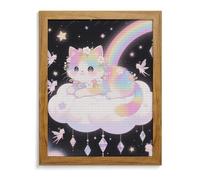 LLUTSNTH Cat on The Cloud Diamond Painting Kits for Adults 5D DIY Drill Diamond Art Kits Arts and Crafts for Beginners Sparkling Home Wall Decor Painting for Living Room Bedroom Yellow Wood 40 * 50cm