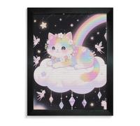 LLUTSNTH Cat on The Cloud Diamond Painting Kits for Adults 5D DIY Drill Diamond Art Kits Arts and Crafts for Beginners Sparkling Home Wall Decor Painting for Living Room Bedroom Blackwood 40 * 50cm