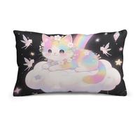 LLUTSNTH Cat on The Cloud Lumbar Throw Pillow Covers 8"x12" Decorative Rectangle Pillowcase with Hidden Zipper Pillow Case Soft Cushion Cover for Couch Bedroom Living Room Only Cover No Insert