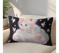 LLUTSNTH Cat on The Cloud Throw Pillow Covers 12 "x20 Decorative Lumbar Pillowcase with Hidden Zipper Pillow Case Soft Cushion Cover for Couch Bedroom Living Room