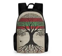 LLUTSNTH Cat Sitting in Green Field Backpack with Pocket - 15.6-inch Laptop Sleeve Bag Casual Daypack for Work And Travel, Tree of Life Palestinian Flag, 42x30.5cm