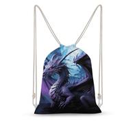 LLUTSNTH Cat Sleeping Drawstring Backpack for Women - Large Canvas Sackpack, Gym Sport Travel Bag, Drawstring Bags, Purple Dragon Purple Moon, 35x50cm, Travel Backpacks