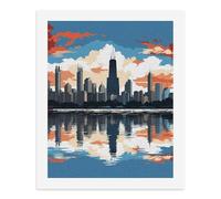 LLUTSNTH Chicago Skyline Paint by Numbers Kits for Adults DIY Beginners Paint by Number Kits on Canvas Digital Oil Number Painting, Easy Canvas Art Print Kit for Home Decor Gift 50x40cm