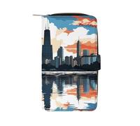 LLUTSNTH Chicago Skyline Travel Wallet Slim Leather Wallets Clutch Organizer Purse Coin Pocket for Men Women