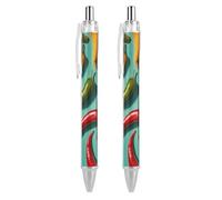 LLUTSNTH Chili Pepper Image Ballpoint Pens Black Medium Point 0.55mm Ball Point Pen Retractable Office Pens with Super Soft Grip Writing Ink Pen for Men Women 2 PCS