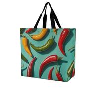 LLUTSNTH Chili Pepper Image Shopping Bag for Women Tote Bag Beach Bags Shoulder Bags for Groceries Travel