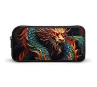 LLUTSNTH Chinese Dragon Pencil Case - Large Capacity Pencil Pouch Aesthetic Makeup Bag with Zipper for Stationery, Art Supplies, Travel Essentials