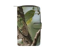 LLUTSNTH Cicada Travel Wallet Slim Leather Wallets Clutch Organizer Purse Coin Pocket for Men Women