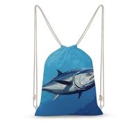 LLUTSNTH Cigar & Whiskey Drawstring Backpack for Women - Large Canvas Sackpack, Gym Sport Travel Bag, Drawstring Bags, Colorful Tuna, 35x50cm, Travel Backpacks