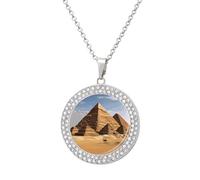 LLUTSNTH Circle Pendant Diamond Necklace for Women - Ancient Egypt Pyramid Round Alloy Choker Pendant Fashion Jewelry Gift for Mom, Wife (, 19.7 Inch), One Size, Zinc, Diamond
