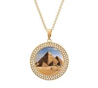 LLUTSNTH Circle Pendant Diamond Necklace for Women - Ancient Egypt Pyramid Round Alloy Choker Pendant Fashion Jewelry Gift for Mom, Wife (, 19.7 Inch), One Size, Zinc, Diamond