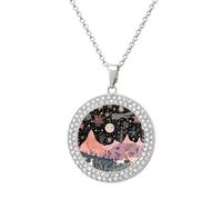 LLUTSNTH Circle Pendant Diamond Necklace for Women - Animals On The Field Round Alloy Choker Pendant Fashion Jewelry Gift for Mom, Wife (, 19.7 Inch), One Size, Zinc, Diamond