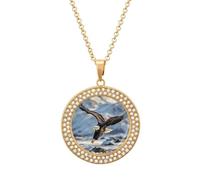 LLUTSNTH Circle Pendant Diamond Necklace for Women - Bald Eagle Flying Round Alloy Choker Pendant Fashion Jewelry Gift for Mom, Wife (, 19.7 Inch), One Size, Zinc, Diamond