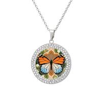 LLUTSNTH Circle Pendant Diamond Necklace for Women - Boho Mandala Butterfly Round Alloy Choker Pendant Fashion Jewelry Gift for Mom, Wife (, 19.7 Inch), One Size, Zinc, Diamond