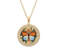 LLUTSNTH Circle Pendant Diamond Necklace for Women - Boho Mandala Butterfly Round Alloy Choker Pendant Fashion Jewelry Gift for Mom, Wife (, 19.7 Inch), One Size, Zinc, Diamond