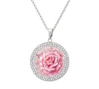 LLUTSNTH Circle Pendant Diamond Necklace for Women - Delicate Peach Butterfly Round Alloy Choker Pendant Fashion Jewelry Gift for Mom, Wife (, 19.7 Inch), One Size, Zinc, Diamond