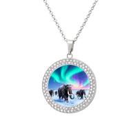 LLUTSNTH Circle Pendant Diamond Necklace for Women - Mammoth Migration Round Alloy Choker Pendant Fashion Jewelry Gift for Mom, Wife (, 19.7 Inch), One Size, Zinc, Diamond