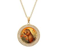 LLUTSNTH Circle Pendant Diamond Necklace for Women - Marmot Marigold Patch Round Alloy Choker Pendant Fashion Jewelry Gift for Mom, Wife (, 19.7 Inch), One Size, Zinc, Diamond