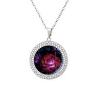 LLUTSNTH Circle Pendant Diamond Necklace for Women - Thorn Throne Round Alloy Choker Pendant Fashion Jewelry Gift for Mom, Wife (, 19.7 Inch), One Size, Zinc, Diamond
