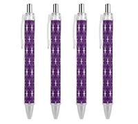 LLUTSNTH Circles And Stars Ballpoint Pens Black Medium Point 0.55mm Ball Point Pen Retractable Office Pens with Super Soft Grip Writing Ink Pen for Men Women 4 PCS