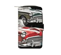 LLUTSNTH Classic Car Roadsters Old Fashioned Travel Wallet Slim Leather Wallets Clutch Organizer Purse Coin Pocket for Men Women
